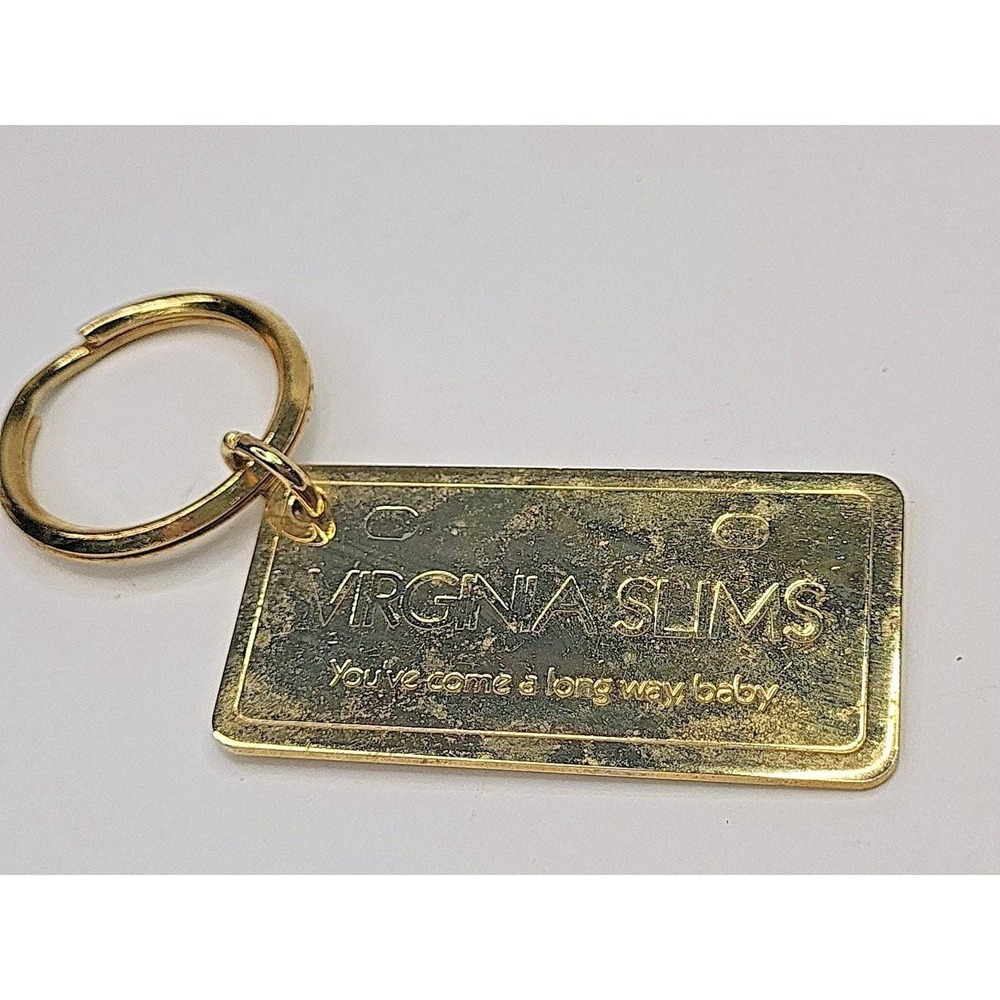 Virginia Slims You've Come a Long Way Baby Vintage Brass Smoker's Keychain Fob